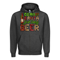 Charcoal Heather dear santa just bring a beer with a beer bottle Zipper Hoodie - AdoDesignShop