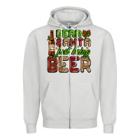 Dove Grey dear santa just bring a beer with a beer bottle Zipper Hoodie - AdoDesignShop