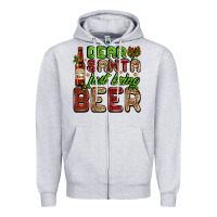 Heather Grey dear santa just bring a beer with a beer bottle Zipper Hoodie - AdoDesignShop