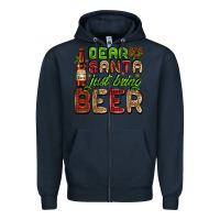 Navy dear santa just bring a beer with a beer bottle Zipper Hoodie - AdoDesignShop