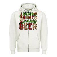 Oatmeal Heather dear santa just bring a beer with a beer bottle Zipper Hoodie - AdoDesignShop