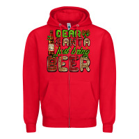 Red dear santa just bring a beer with a beer bottle Zipper Hoodie - AdoDesignShop