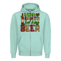 Seafoam dear santa just bring a beer with a beer bottle Zipper Hoodie - AdoDesignShop