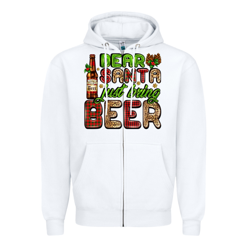 Dear Santa Just Bring A Beer With A Beer Bottle Zipper Hoodie by AdoDesignShop | Teevron
