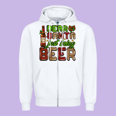 Dear Santa Just Bring A Beer With A Beer Bottle Zipper Hoodie Designed By Adodesignshop