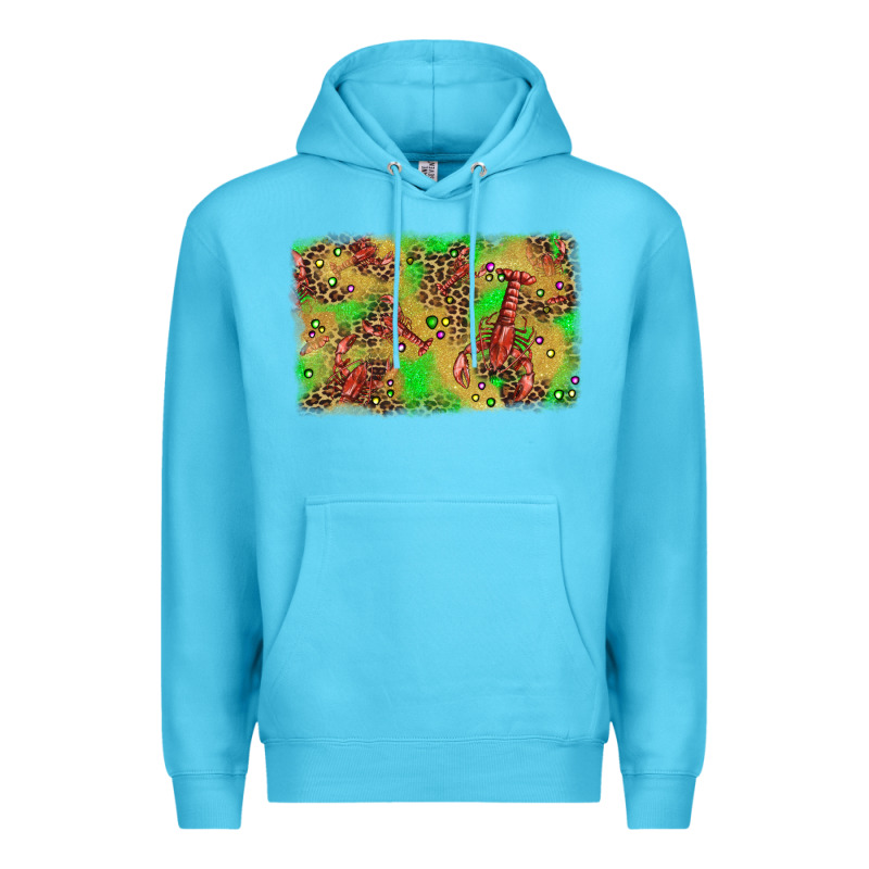 Mardi Gras Crawfish And Glitter Background Premium Hoodie by AdoDesignShop | Teevron