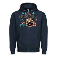 Navy life is better with a pug Zipper Hoodie - Jasminsmagicworld