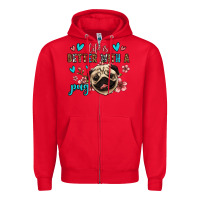 Red life is better with a pug Zipper Hoodie - Jasminsmagicworld