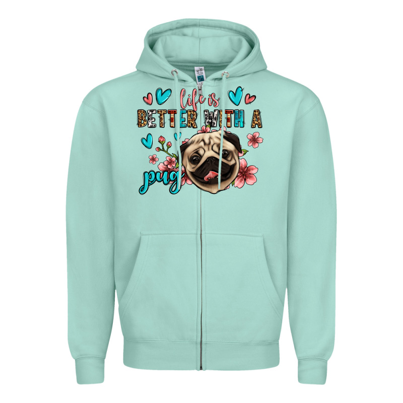 Life Is Better With A Pug Zipper Hoodie by Jasminsmagicworld | Teevron
