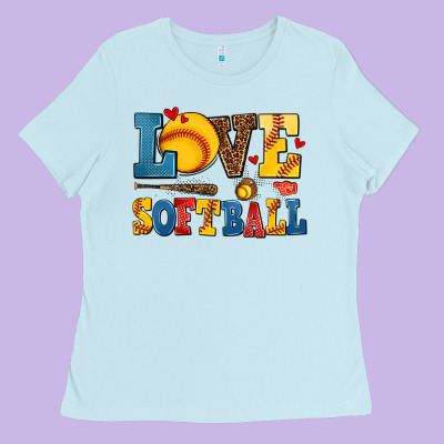 Love Softball Ladies Tee Designed By Adodesignshop