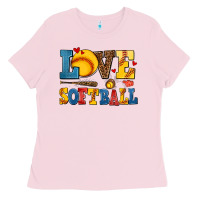 Bubblegum Pink love softball Ladies Tee - AdoDesignShop