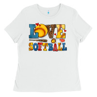 White love softball Ladies Tee - AdoDesignShop