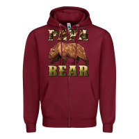 Burgundy papa bear Zipper Hoodie - Artiststas