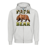 Dove Grey papa bear Zipper Hoodie - Artiststas