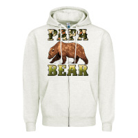 Oatmeal Heather papa bear Zipper Hoodie - Artiststas