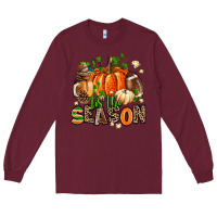 Burgundy fall and american football tis the season Long Sleeve Tee - AdoDesignShop