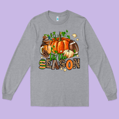 Fall And American Football Tis The Season Long Sleeve Tee Designed By Adodesignshop