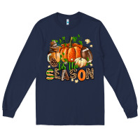 Navy fall and american football tis the season Long Sleeve Tee - AdoDesignShop
