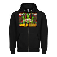 Black cold beer with beer bottles Zipper Hoodie - AdoDesignShop