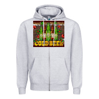 Heather Grey cold beer with beer bottles Zipper Hoodie - AdoDesignShop
