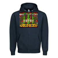 Navy cold beer with beer bottles Zipper Hoodie - AdoDesignShop