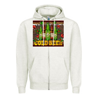 Oatmeal Heather cold beer with beer bottles Zipper Hoodie - AdoDesignShop