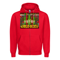 Red cold beer with beer bottles Zipper Hoodie - AdoDesignShop