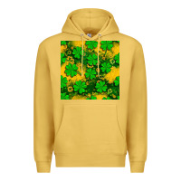 Antique Gold St. Patricks clover pattern digital paper Premium Hoodie - BundleAndBundleShop
