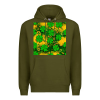 Army Green St. Patricks clover pattern digital paper Premium Hoodie - BundleAndBundleShop