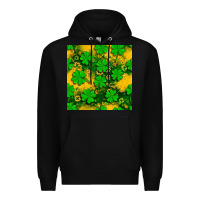 Black St. Patricks clover pattern digital paper Premium Hoodie - BundleAndBundleShop