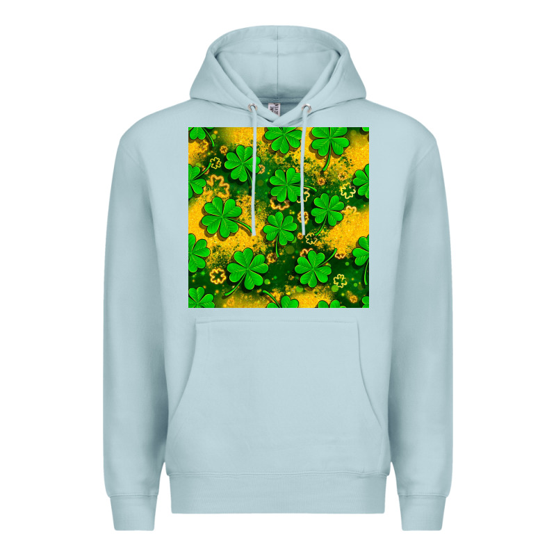 St. Patricks Clover Pattern Digital Paper Premium Hoodie by BundleAndBundleShop | Teevron