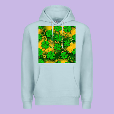 St. Patricks Clover Pattern Digital Paper Premium Hoodie Designed By Bundleandbundleshop