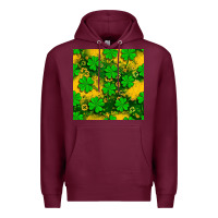 Burgundy St. Patricks clover pattern digital paper Premium Hoodie - BundleAndBundleShop
