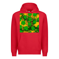 Red St. Patricks clover pattern digital paper Premium Hoodie - BundleAndBundleShop