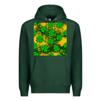 Sports Green St. Patricks clover pattern digital paper Premium Hoodie - BundleAndBundleShop