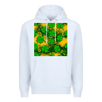 White St. Patricks clover pattern digital paper Premium Hoodie - BundleAndBundleShop
