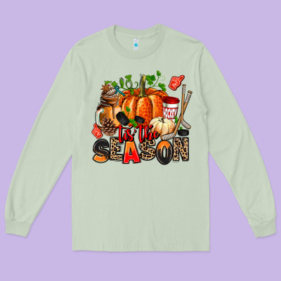 Fall And  Hockey  Tis The Season Long Sleeve Tee Designed By Adodesignshop