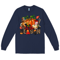 Navy fall and  hockey  tis the season Long Sleeve Tee - AdoDesignShop