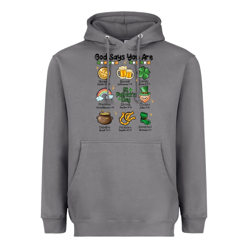 God Says You Are St Patrick's Day Heavyweight Hoodie by MaliasSmallBusiness | Teevron