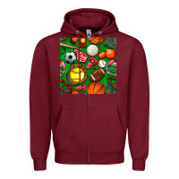 Burgundy physical education class seamless pattern Zipper Hoodie - BundleAndBundleShop