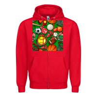 Red physical education class seamless pattern Zipper Hoodie - BundleAndBundleShop