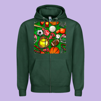 Physical Education Class Seamless Pattern Zipper Hoodie Designed By Bundleandbundleshop