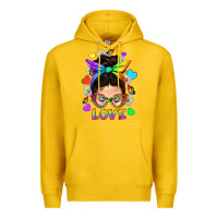 Lemon LGBTQ+ Messy Bun Mum Love With Hearts Premium Hoodie - BundleAndBundleShop