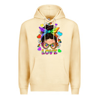 Pina Colada LGBTQ+ Messy Bun Mum Love With Hearts Premium Hoodie - BundleAndBundleShop