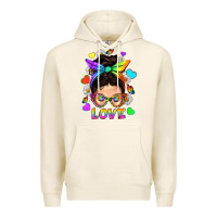 Tofu LGBTQ+ Messy Bun Mum Love With Hearts Premium Hoodie - BundleAndBundleShop