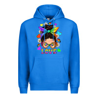 True Royal LGBTQ+ Messy Bun Mum Love With Hearts Premium Hoodie - BundleAndBundleShop