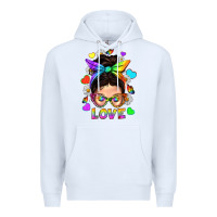 Lgbtq+ Messy Bun Mum Love With Hearts Premium Hoodie | Teevron