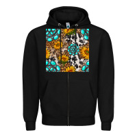 Black western gemstone and sunflower seamless pattern Zipper Hoodie - BundleAndBundleShop