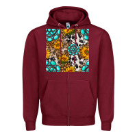 Burgundy western gemstone and sunflower seamless pattern Zipper Hoodie - BundleAndBundleShop