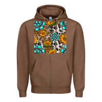 Chestnut western gemstone and sunflower seamless pattern Zipper Hoodie - BundleAndBundleShop